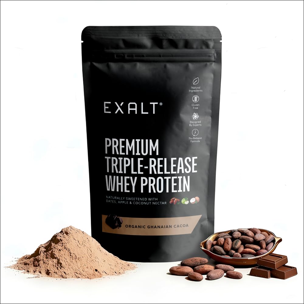 Nutrition - Whey Protein Powder - Ghanaian Cacao - 500g - Premium Grass Fed Whey - Micellar Casein & Free Range Egg White - 7hr Triple-Release Blend - Naturally Sweetened with Dates