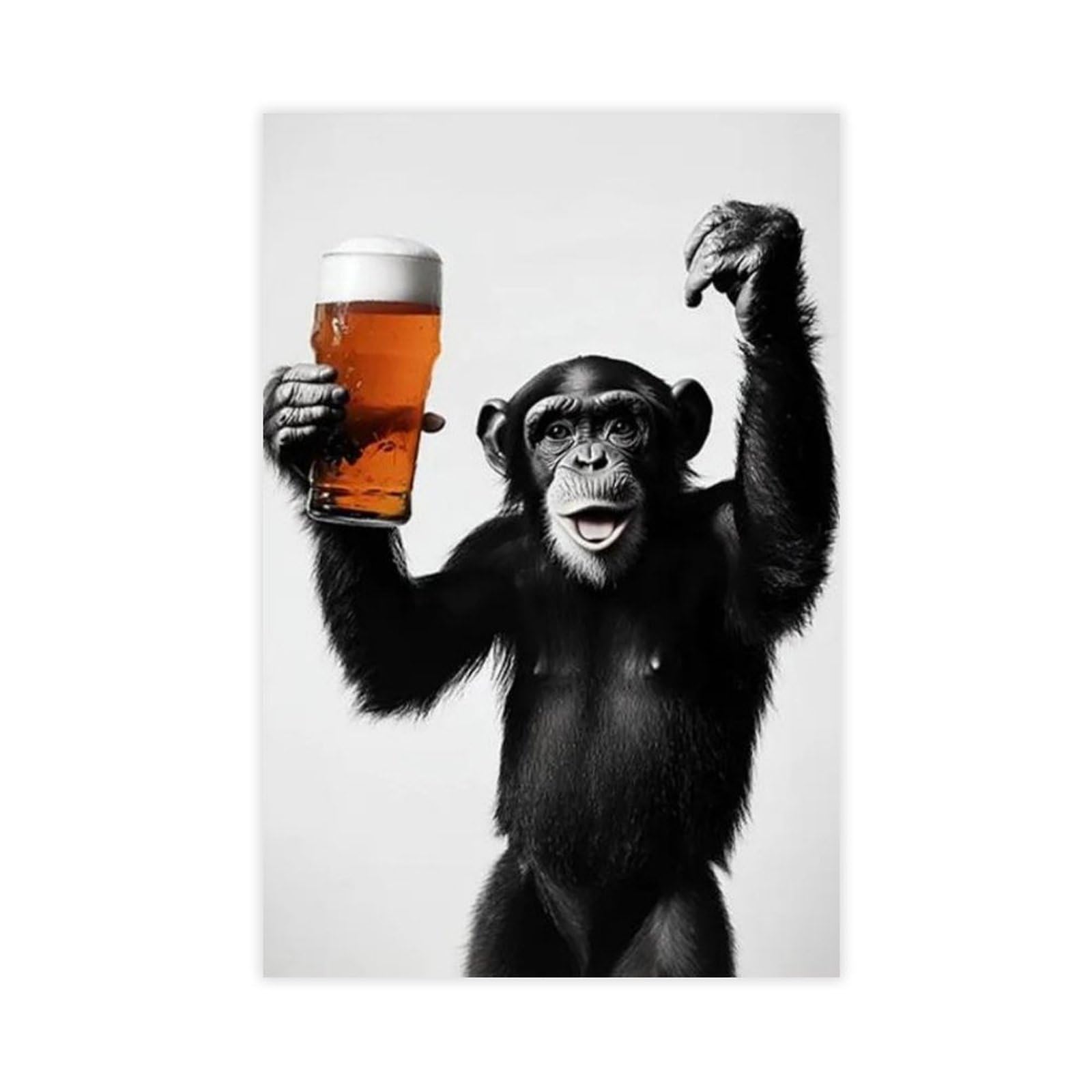 BNCEDJK Monkey Drinking Beer Canvas Poster Bedroom Decor Landscape Decor Gift 08x12inch(20x30cm)