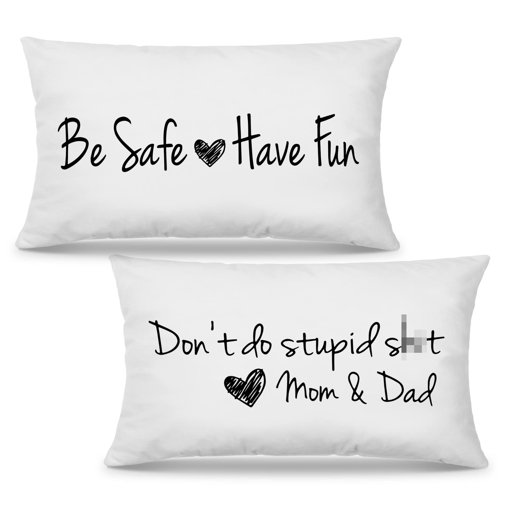 Mingnei Have Fun Be Safe Don't Do Throw Pillow Covers College Dorm Cushion Cover, Funny Graduation Gifts Home Couch Sofa Decorative Reversible Pillow Cases 12 x 20 Pillowcase (White)