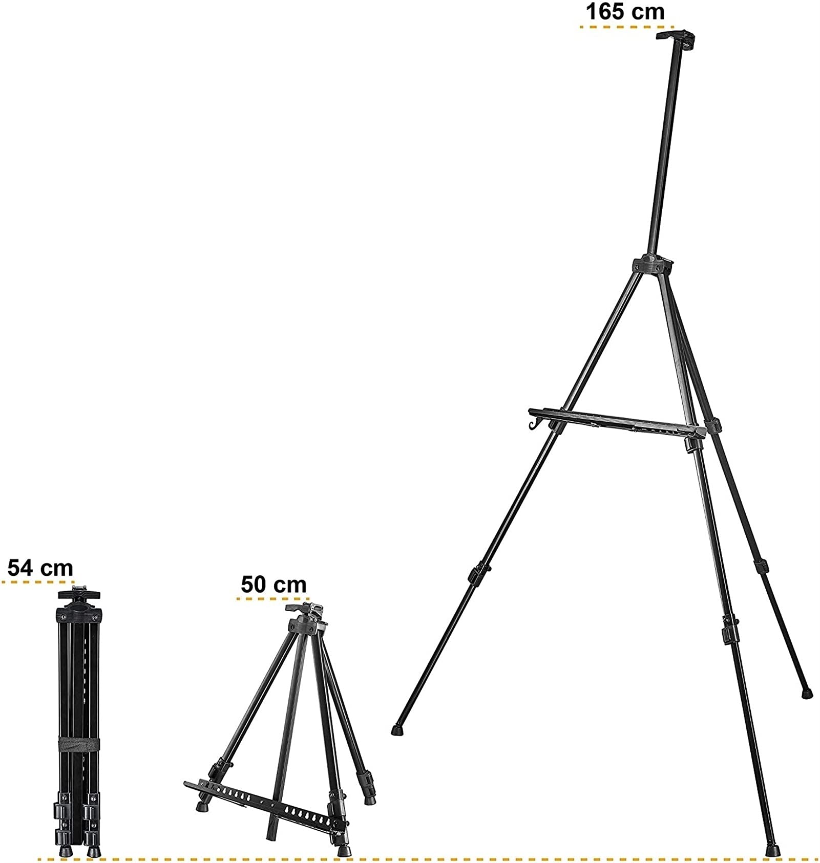 El estudio de aluminio caballede una amplia gama de caballetes, adecuada for lienzo de hasta 122 cm de altura y 4 cm de profundidad, y se puede usar como soporte for pinturas, pinceles y telas, inclus