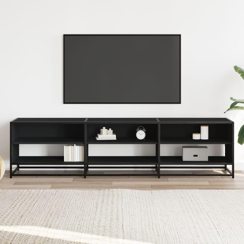 Mobile TV nero, 180 x 40 x 46 cm, con struttura in metallo