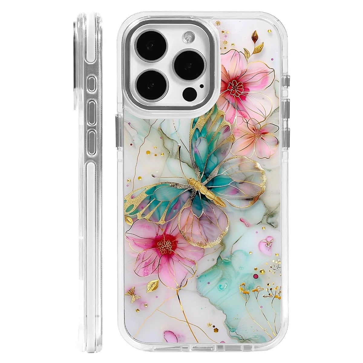 CARLOCA for iPhone 13/iPhone 14 Compatible with Magsafe White Clear Case, Shockproof Soft Silicone Protection Magnetic Charge Fashion Pattern