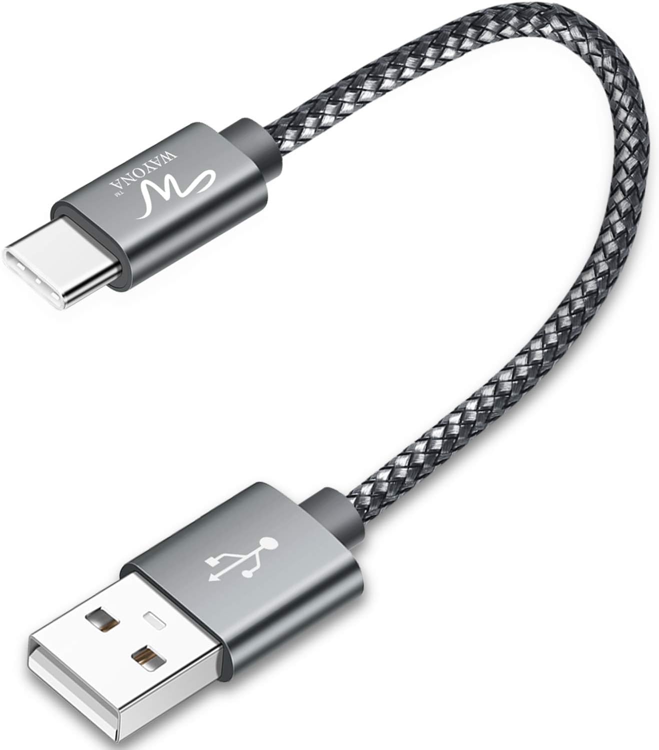 - Wayona USB Type C Short 65W/3A Fast Charging Data Cable for Powerbank, Android Auto, Apple CarPlay, Samsung Galaxy S24, S23, S22, S21, S20, iPhone 15, 15 Pro, 15 Pro Max, 15 Plus (0.25M, Grey)