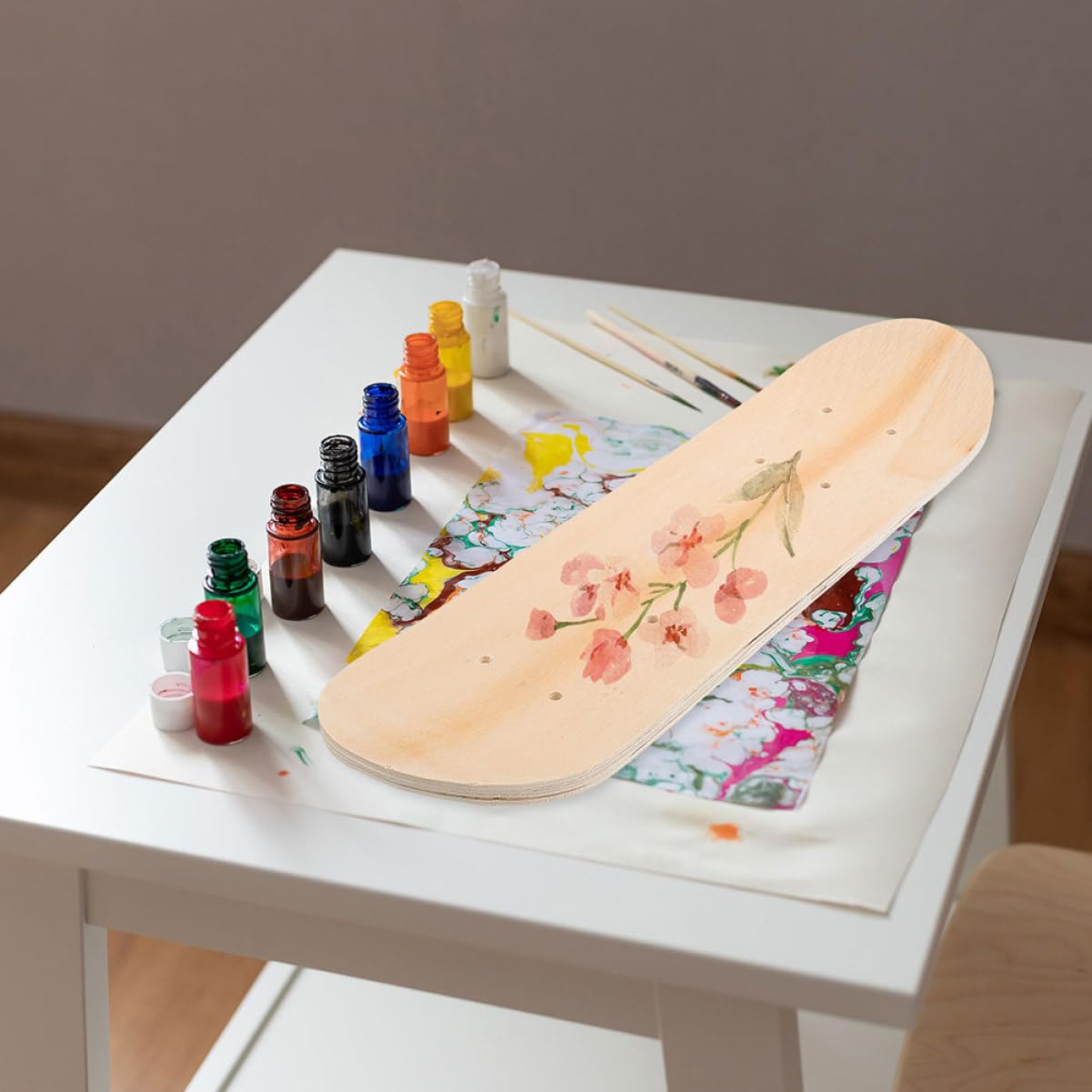 Supvox 2er Set Blanko Skateboard Deck Holz DIY Zum Bemalen Basteln | Unbehandeltes Holzdeck, DIY Malprojekt, Wanddeko, Kreativset für Kinder und Künstler