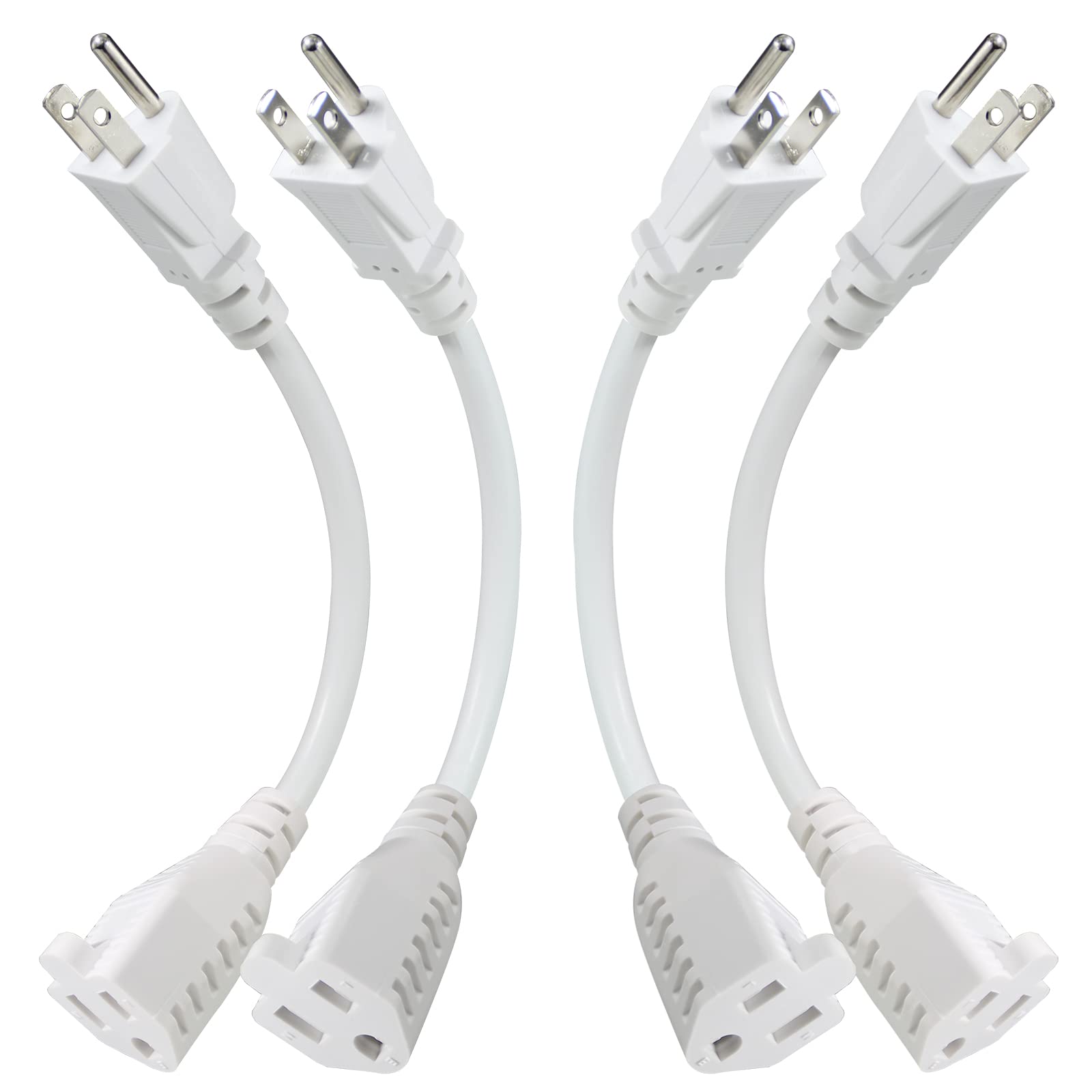 KUNCAN Short Power Extension Cord - 8 Inches 3 Prong Grounded Outlet Saver 16AWG/13A Heavy Duty Power Cord (NEMA 5-15P to NEMA 5-15R) Indoor Use Power