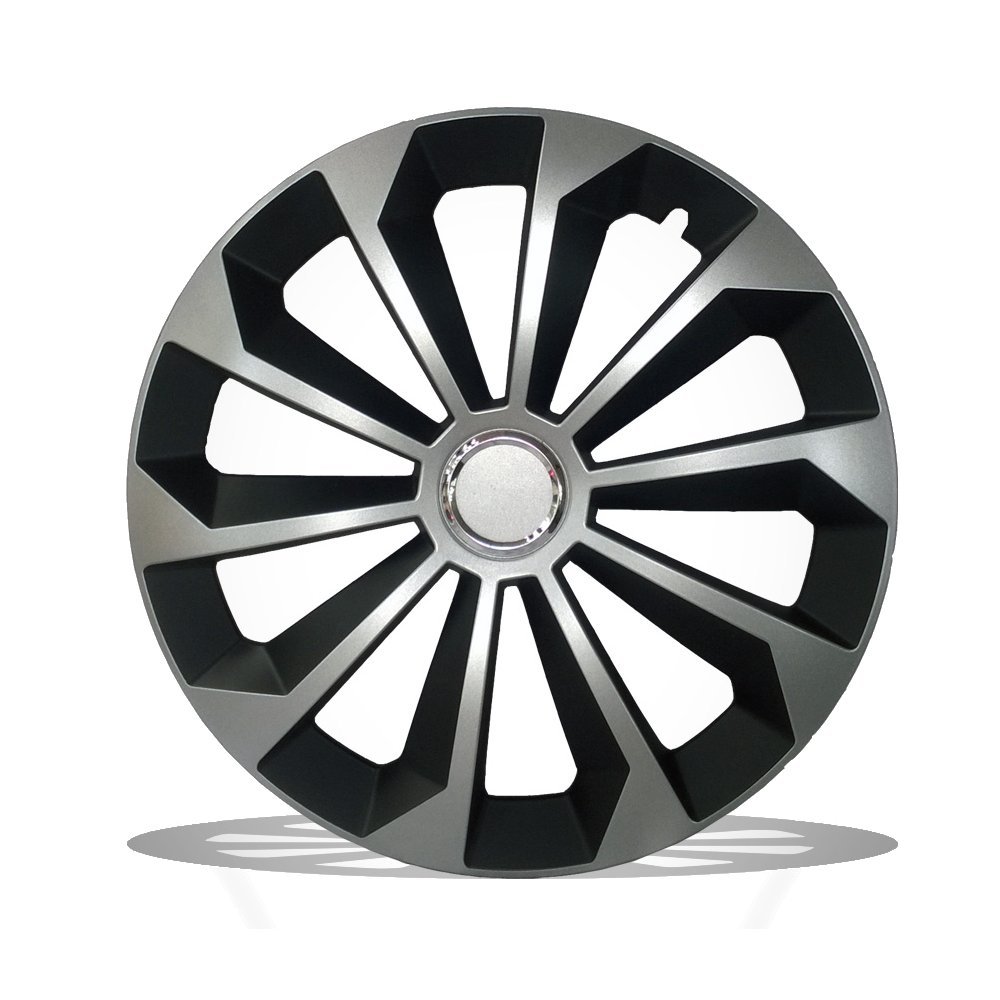 Lot de 4 enjoliveurs pour roues universelles TRM NOIR/ARGENT