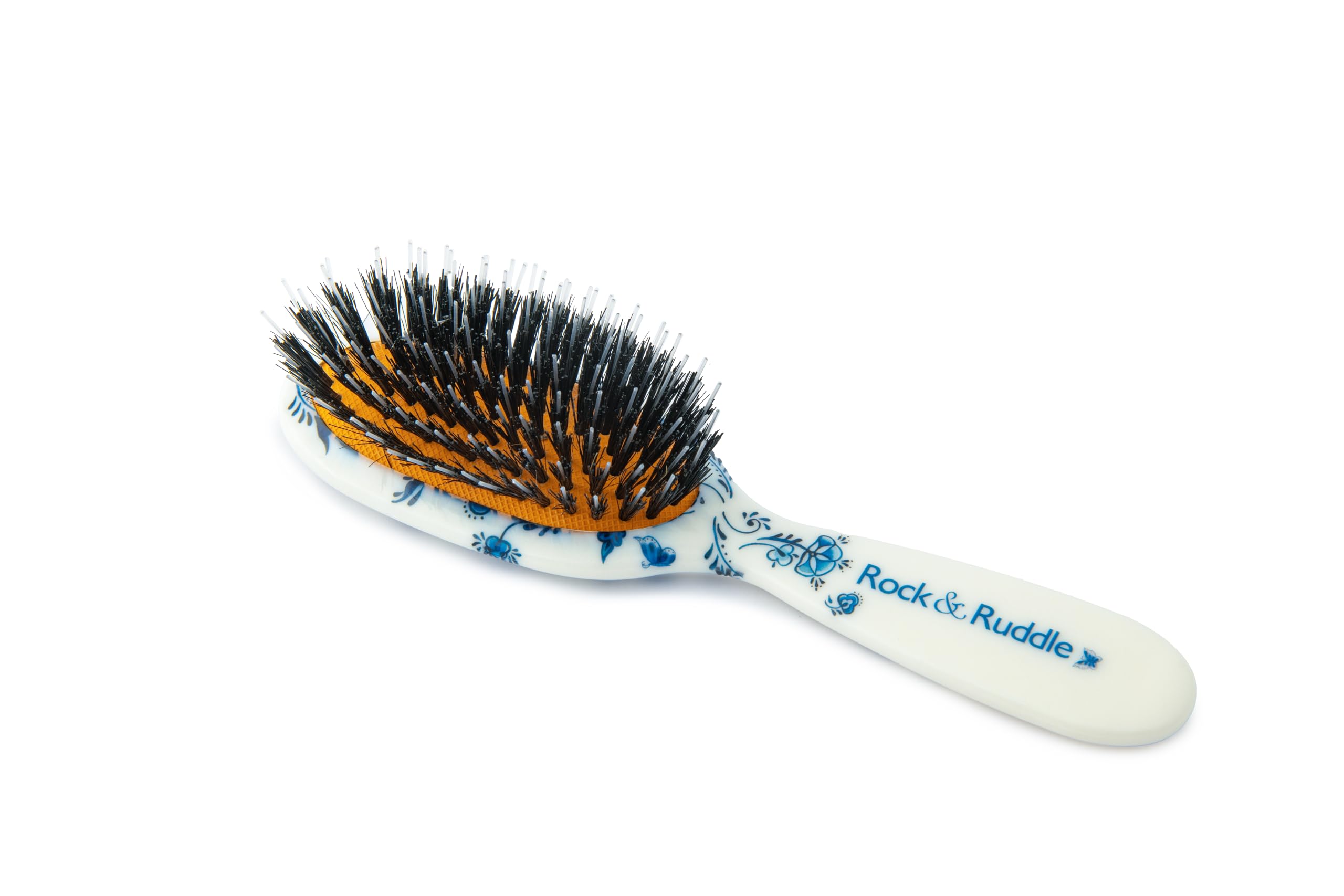 Rock & Ruddle Natural Mixed Boar Bristle Hair Brush for Women and Kids (Small/Travel Size, 17.5cm - Perfect for Wet or Dry Hair, Detangling Smoothing Blowdrying - Made in UK - Pretty Blue - Image 2
