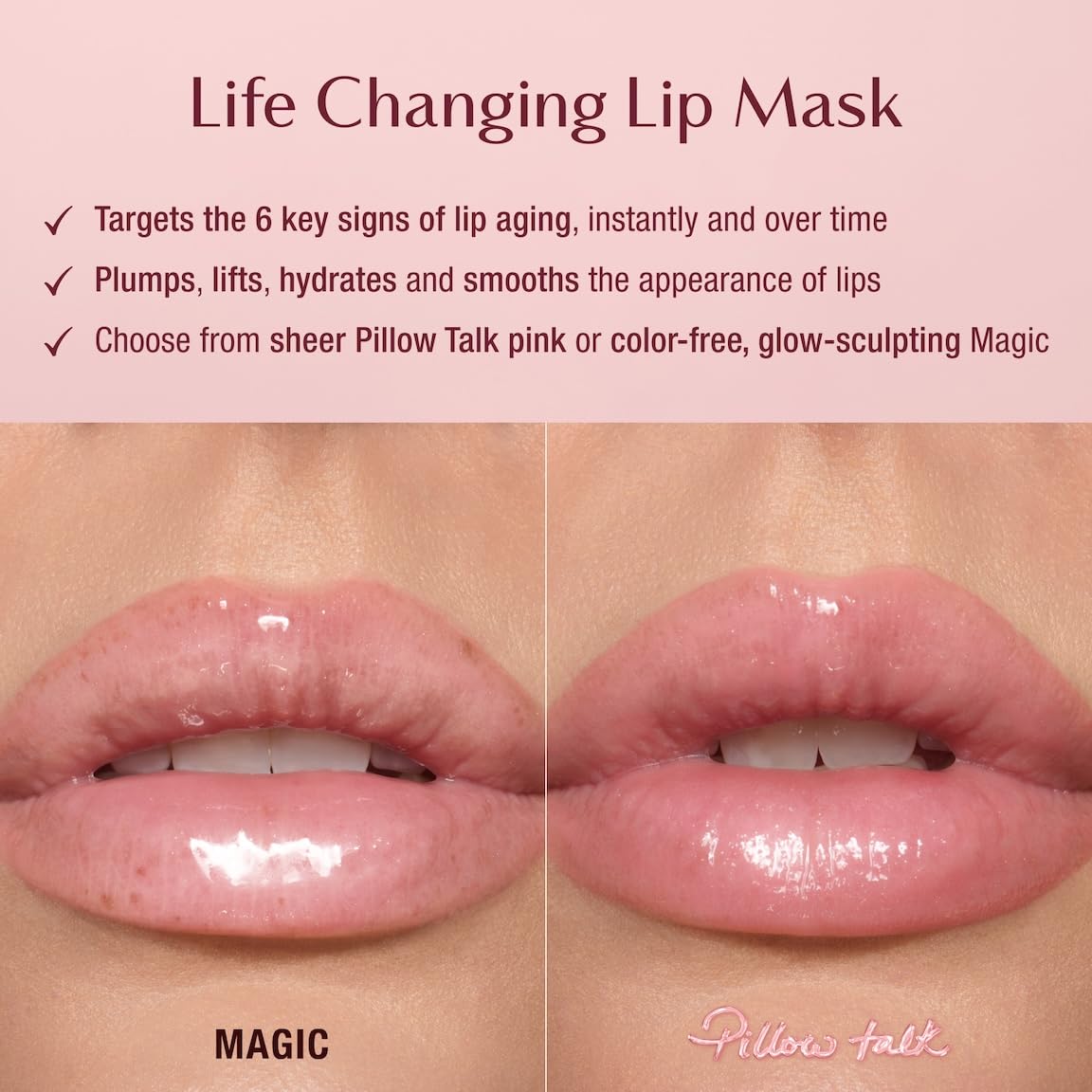 Charlotte Tilbury Life Changing Lip Mask - Multi-Purpose Plumping Mask to Smooth, Hydrate & Soften Dry Lips - Fragrance-Free with a Clear, Glassy Finish