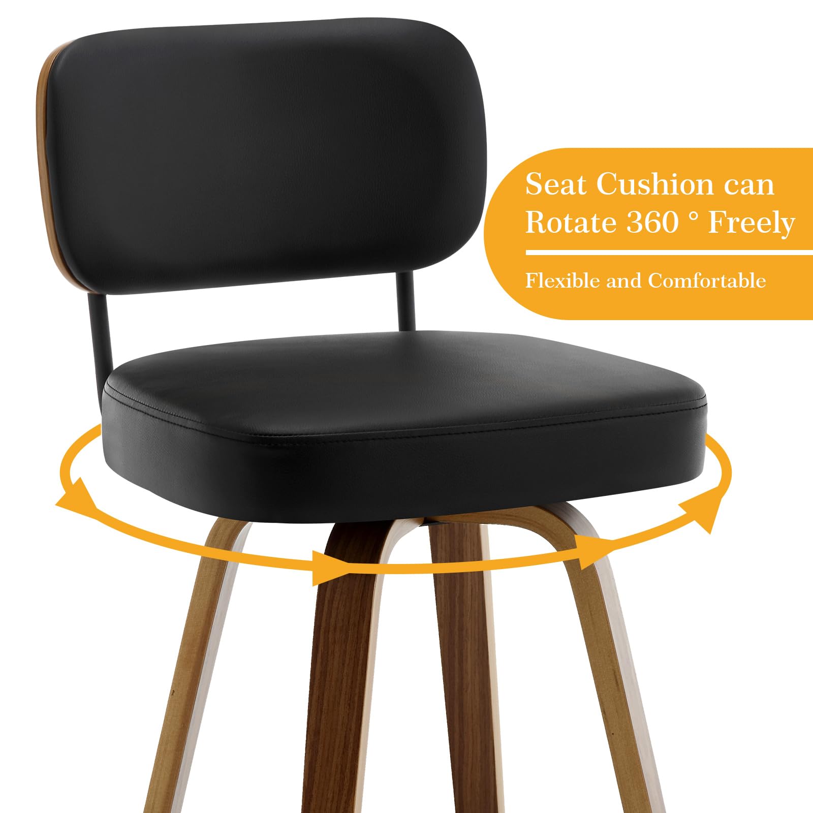 Bekrvio Swivel Counter Height Bar Stools Set Of 3, Faux Leather Kitchen Stools