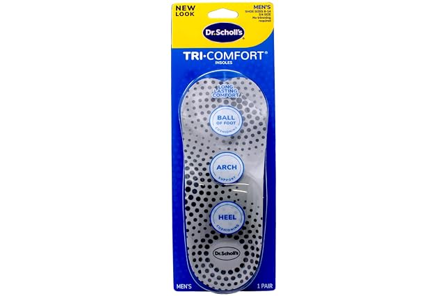 Dr Scholls Tri-Comfort Orthotics Inserts Mens Size 8-12 1-Pair Packages