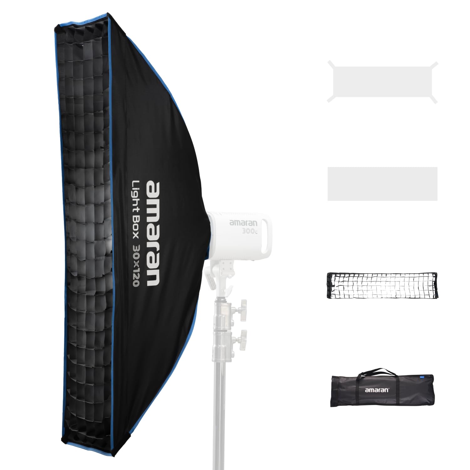 Amaran Light Box 30x120cm Softbox con Attacco Bowens, Modificatore di Luce Rettangolare Stretto con Diffusore & Griglia per Fotografia di Ritratto & Video, Portatile con Borsa