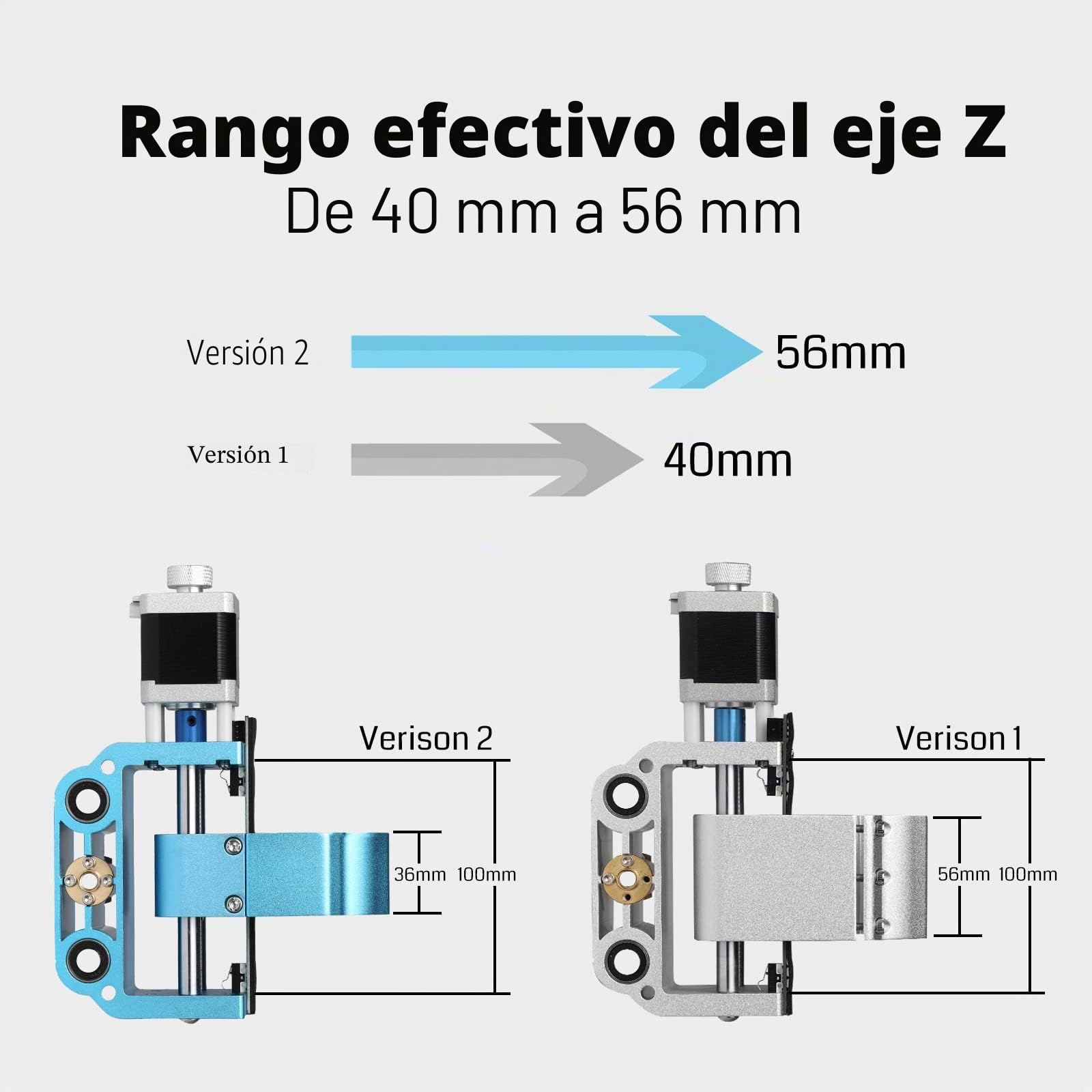 Genmitsu Ensamblaje de eje Z de aluminio V2, con montaje de motor de husillo para eje 775 y 300-500 W, soporte de eje de 43 mm y 52 mm de diámetro para máquina CNC 3018-PRO