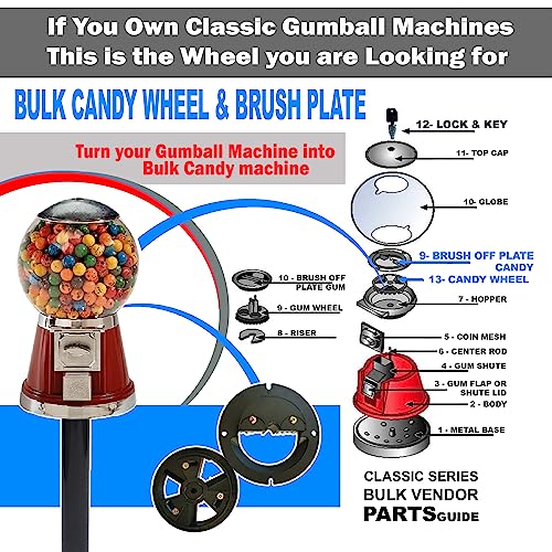 Image of Candy Dispenser Wheel for Gumball Machines - Adjustable Candy Wheel for Classic Gumball Vending Machine. This is a Bulk Candy Wheel for Vend Candy - Candy Wheel Gumball Machine Replacement Part - NEW