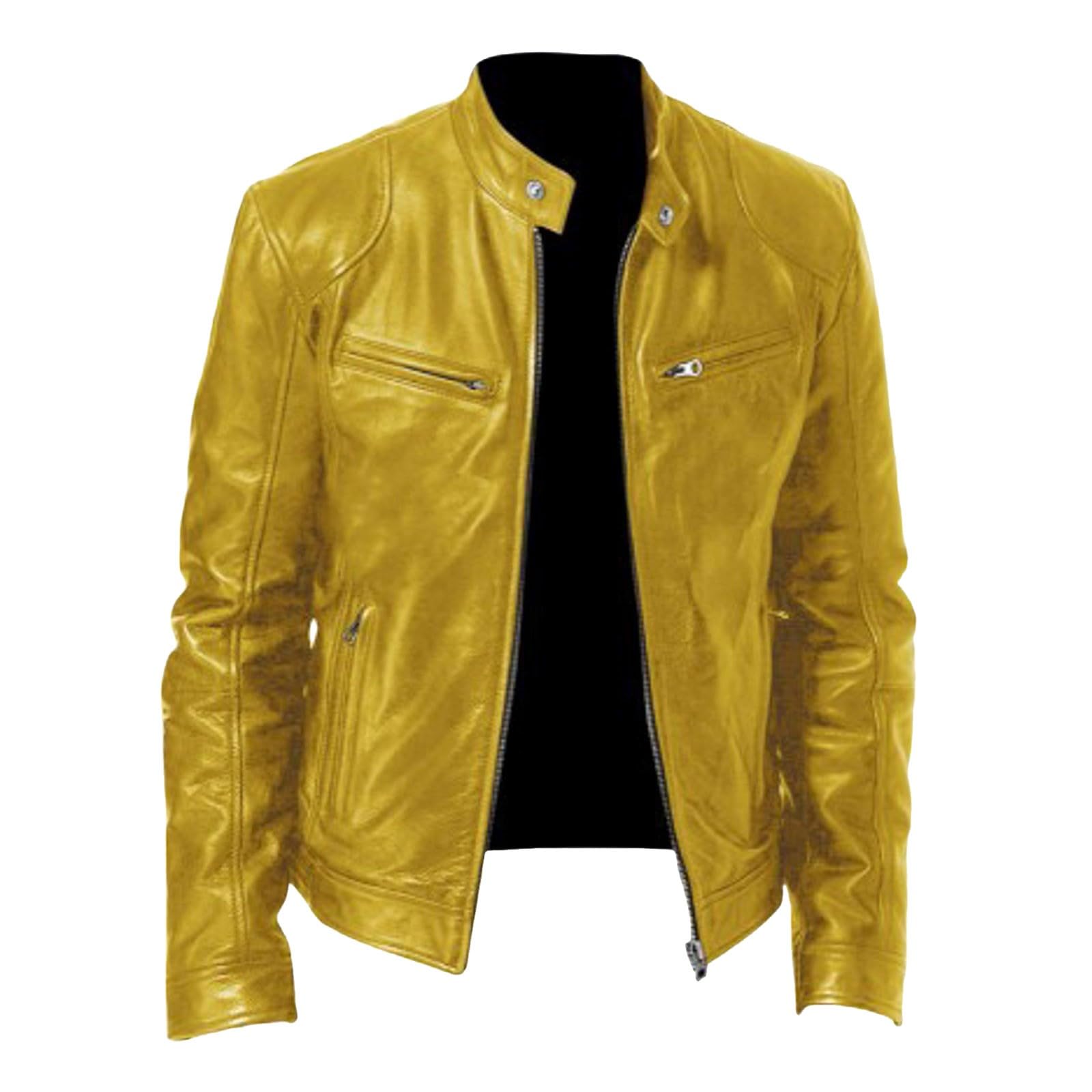 Generisch Jeans Jacken FüR Damen Leder-Motorradjacke mit Stehkragen im Punk-Stil, Oberbekleidung, Mantel Freizeitkleidung und Reiten, winddicht
