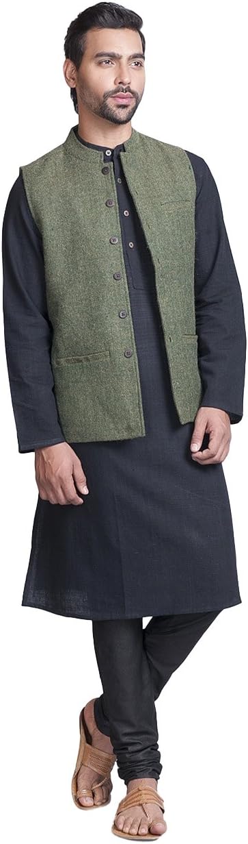 Fabindia Men's Wool Tweed Nehru Jacket/46