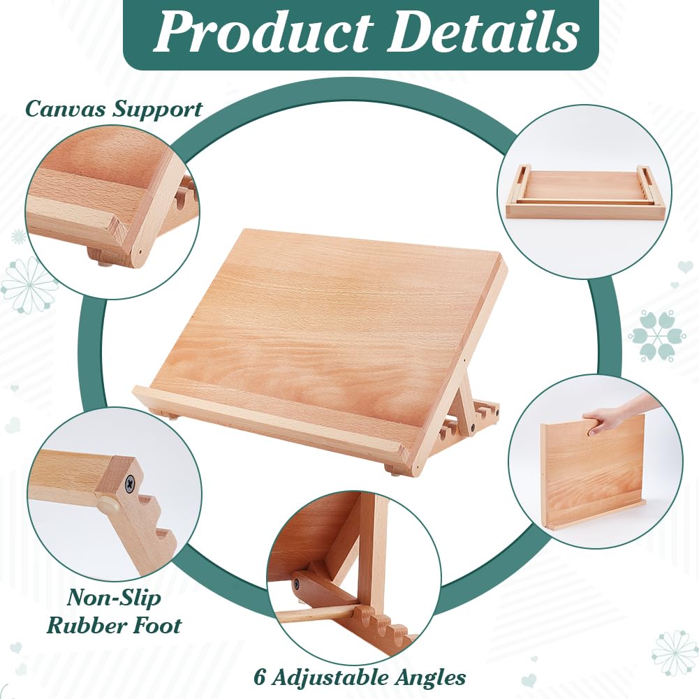 PH PandaHall Chevalet de Peinture de Table 6 position Chevalet D'Art en Bois Support de Planche à Dessin Chevalets de Dessin Pliable pour Artistes Débutants Affichage D'Œuvres Art de Peinture 30x40cm