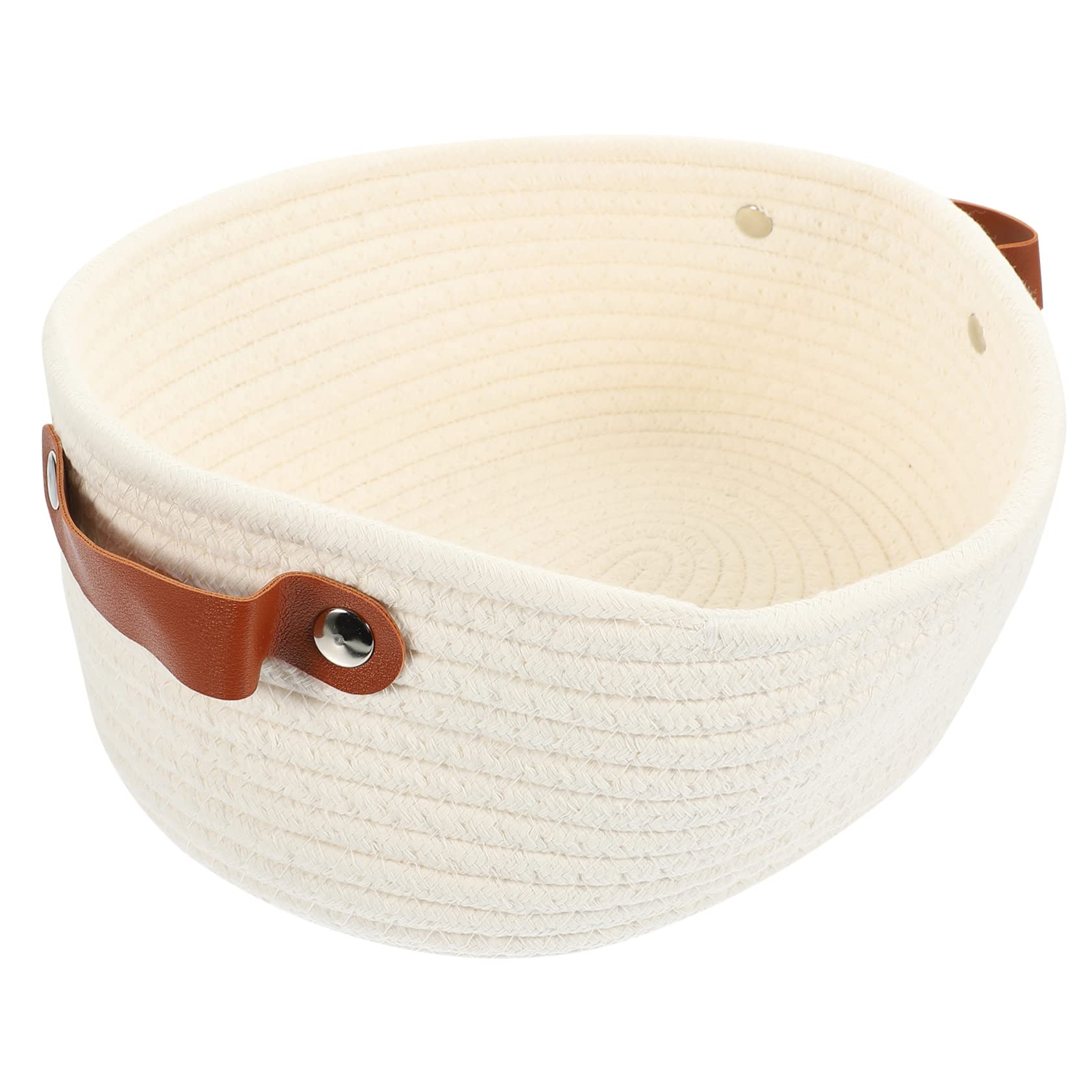 IWOWHERO Woven Storage Basket with Handles Cotton Rope Organizer for Bathroom Living and Nursery Multi Purpose Storage for Snacks and Home