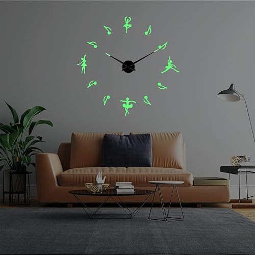 Miniatura 5 de BST - Notas de ballet DIY, diferentes luminosas sin marco, reloj de pared, decoración de sala de baile, regalo de diseño creativo, 47 pulgadas