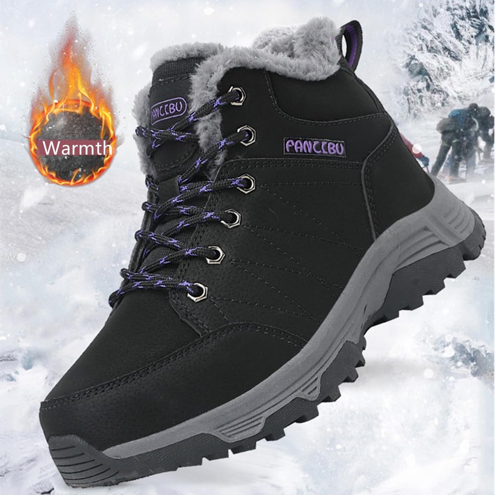 UIKGITP Bottes Impermeables Sports d'hiver pour Femme Bottes de neige avec style de randonnée pour Femme Bottes