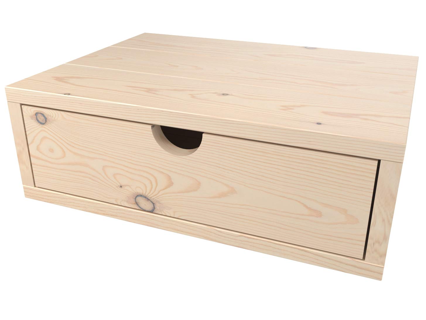 LA WEB DEL COLCHON Mesita Noche Madera Vintage Damasco con Cajon 35 (cms) x 34,5 x 15 (cms) Crudo Sin Pintar - Mesillas de Noche Flotantes de Madera Natural - Mesita de Noche Suspendidas