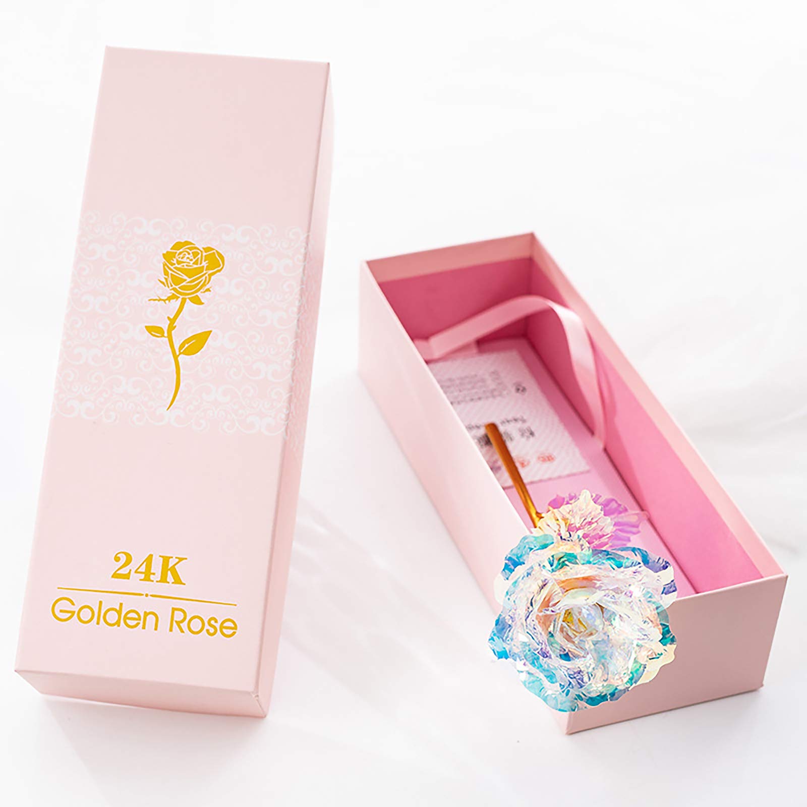 ALLOMN Fiori Artificiali, Rosa Placcata Oro 24 Carati Con Confezione Regalo Miglior Regalo Per San Valentino