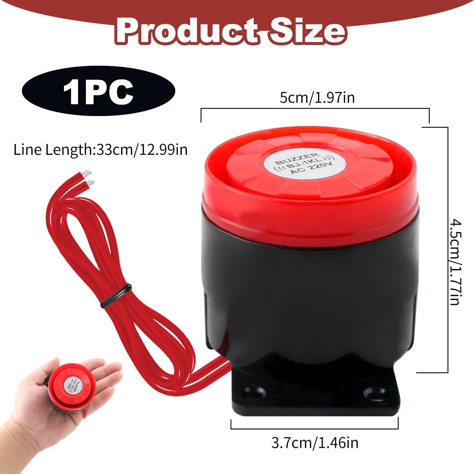 Sirena Alarma Exterior 220V 120dB, Sirena de Bocina Sistema Antirrobo de Alarma Impermeable con Alerta de Sonido y Luminosa, Intermitente Doméstica con Decibelios Altos Rojo Estroboscópico