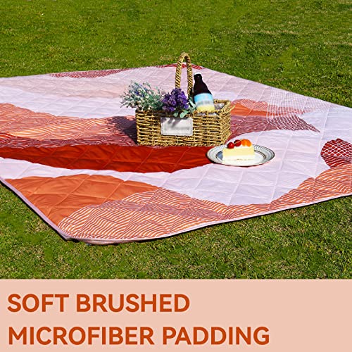 Whale Flotilla Extra Large Outdoor Picnic Blanket (60”x80”), Foldable Waterproof Sand Beach Mat Camping Blankets, Lightweight Soft Handy Mat Tote for Park Hiking Travel, Brown - Thumbnail 5