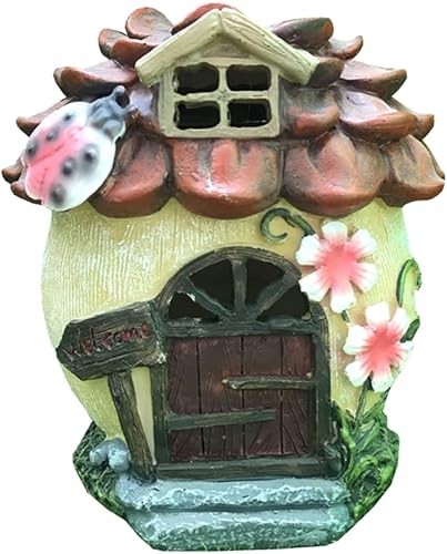 Decoración al aire libre ornamento de la casa de resina micro paisaje ornamento solar jardín casa para patio