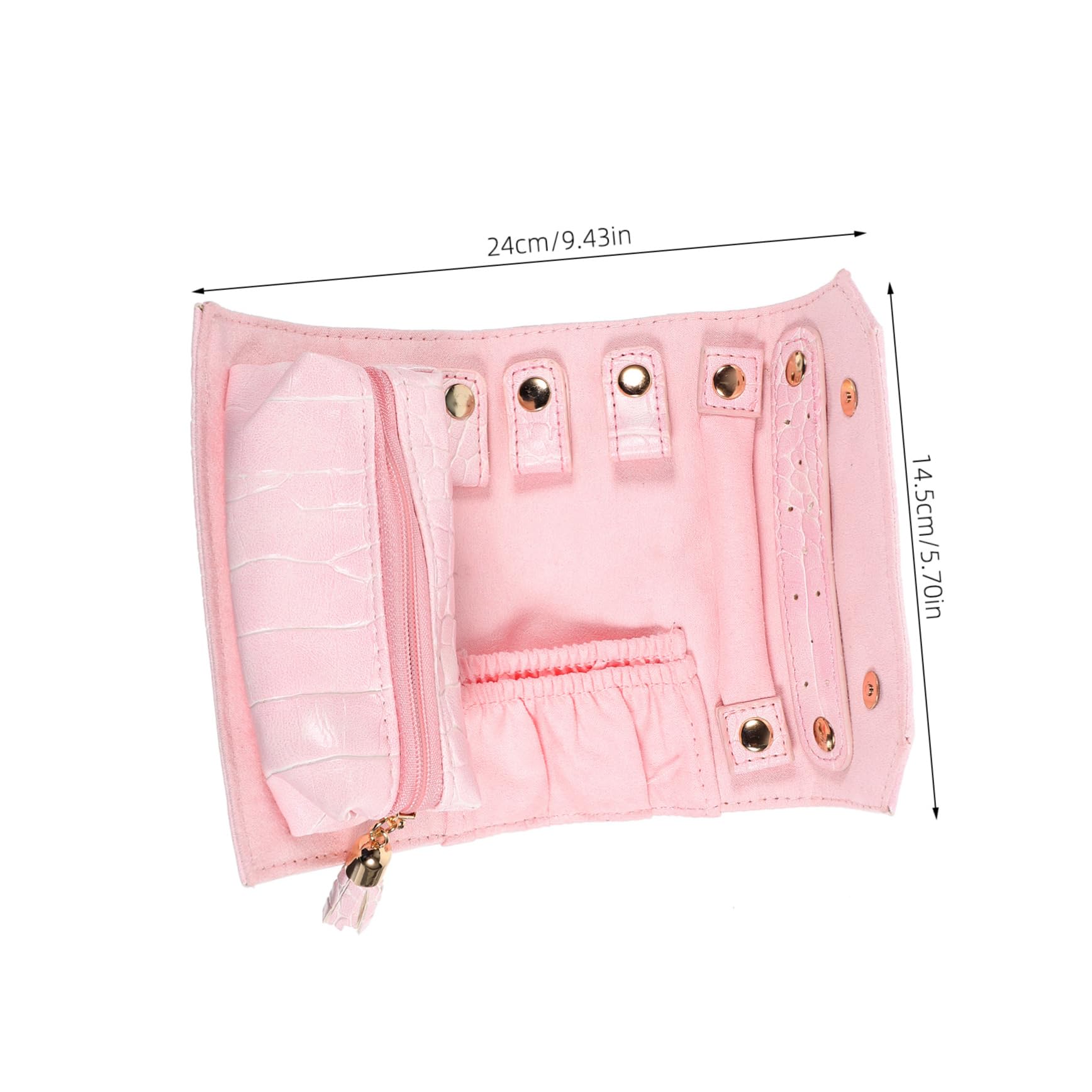 SOLUSTRE Travel Jewelry Organizer Small Jewelry Roll Organizer Bag for Necklace Earrings Accessories Pink