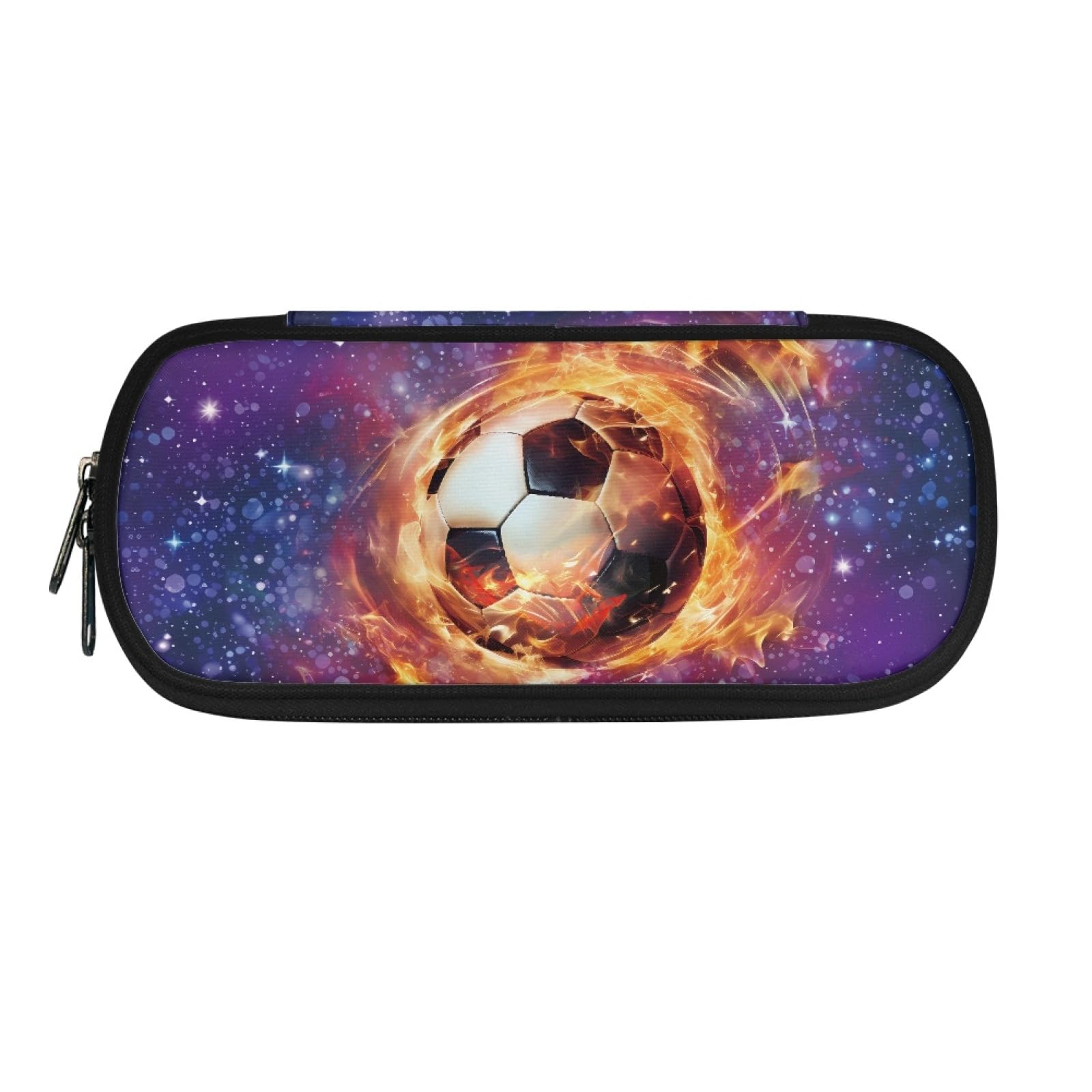 TOADDMOS Fire Football Galaxy Pencil Pen Case for Boys,Large Capacity Pencil Pen Pouch Bag Holder Storage Organizer Office Stationery Supply — image 1