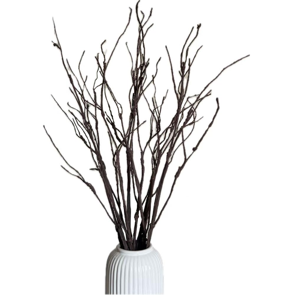 Bakoukiter Deep Brown 8Pcs Artificial Birch Decorative Branches 27.5In Lifelike Curly Willow Branches For Vase Flexible Twig Stems For Flower Arrangement Centerpiece Rustic Home Decor