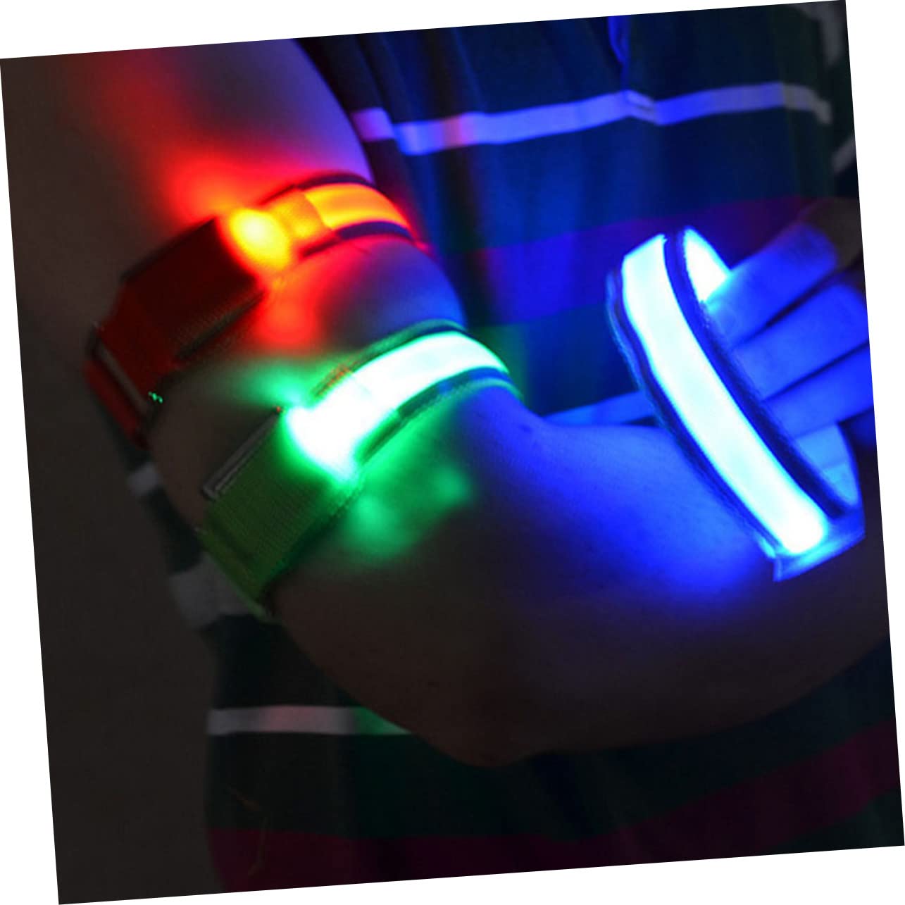 Toddmomy Brassard LED Et Tissu LED Bracelet LED Ceinture Réfléchissante LED Brassard Lumineux en Nylon