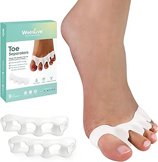 Welnove 8-Pack Toe Separator to Correct Bunions and Restore Toes to Their Original Shape, Antibacterial Bunion Corrector for Women Men, Toe Spacers for Gifts (White)