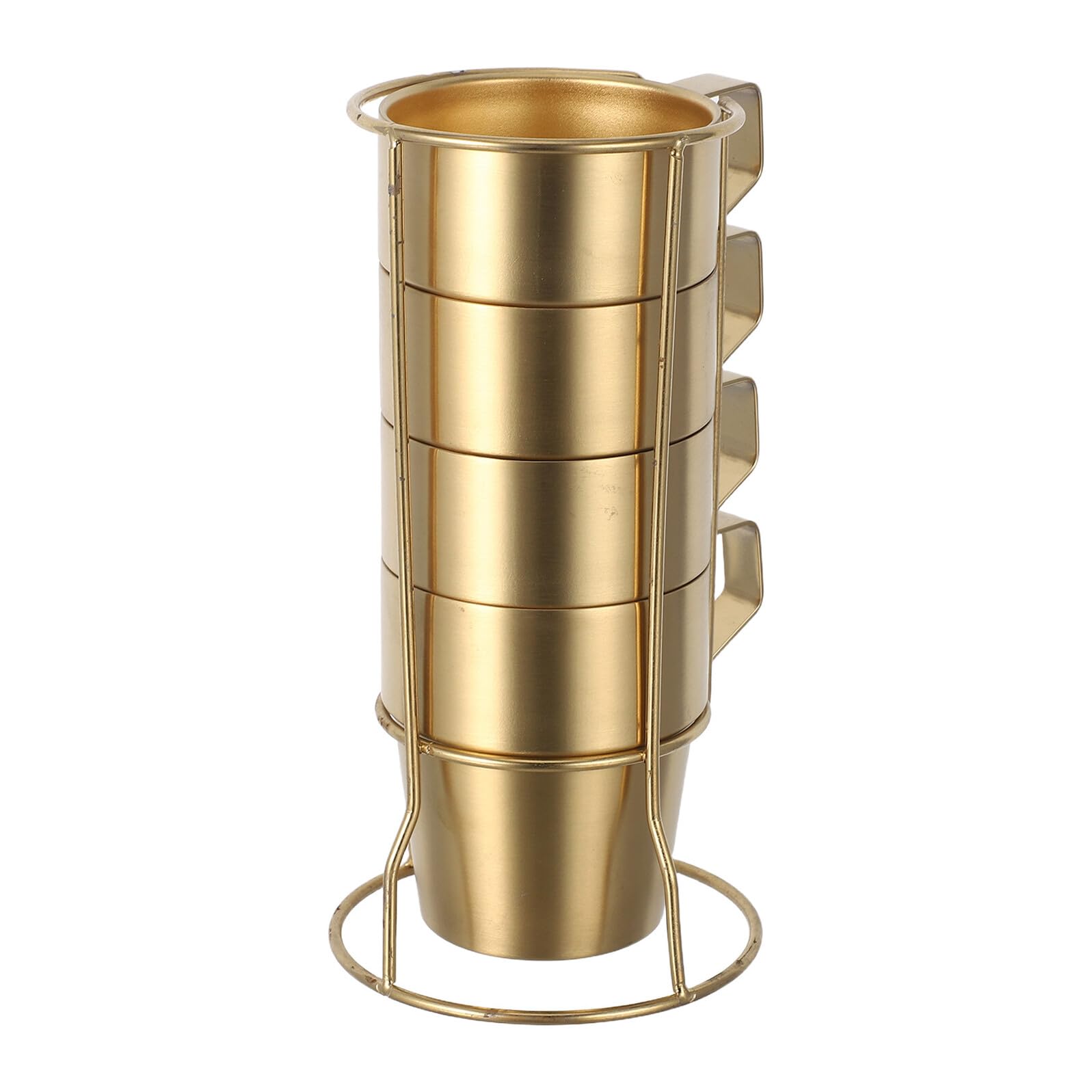 Juego de 4 Tazas Térmicas de Acero Inoxidable de Doble Pared para 300 Ml con Asa Ergonómica y Soporte Apilable Aislantes y Antiquemaduras Ideales para Camping Té y Bebidas
