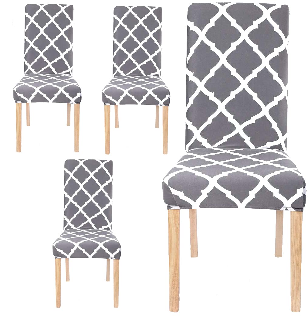 Grey Elastic Chair Cover - Protect Dining Chairs -15
