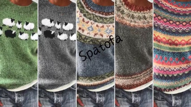 Actcat Damen Pullover Gestreift - Baumwolle Langarmshirt Für Casual Style