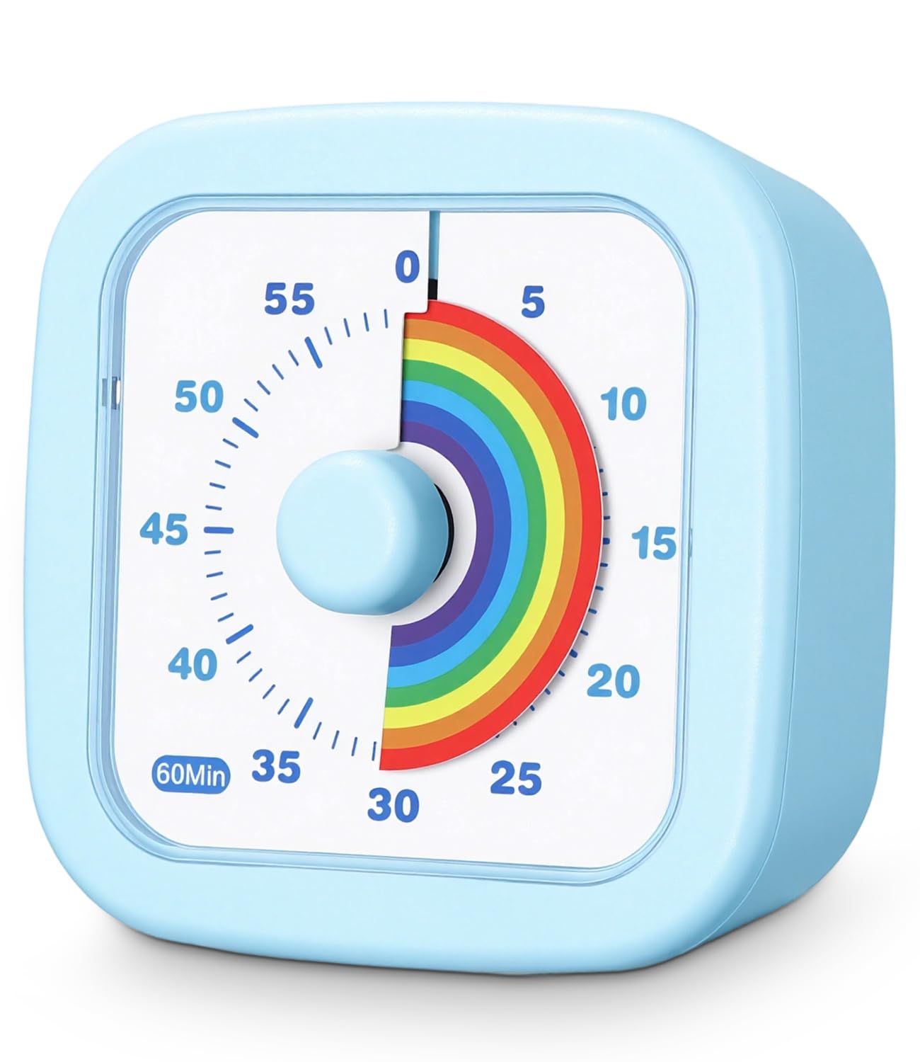 Temporizador Visual Cuenta Regresiva de 60 Minutos Rainbow Temporizador Niños, Silencioso, Herramienta de Gestión del Tiempo para Niños y Adultos,para Aula Escuela Oficina Cocina (Azul)