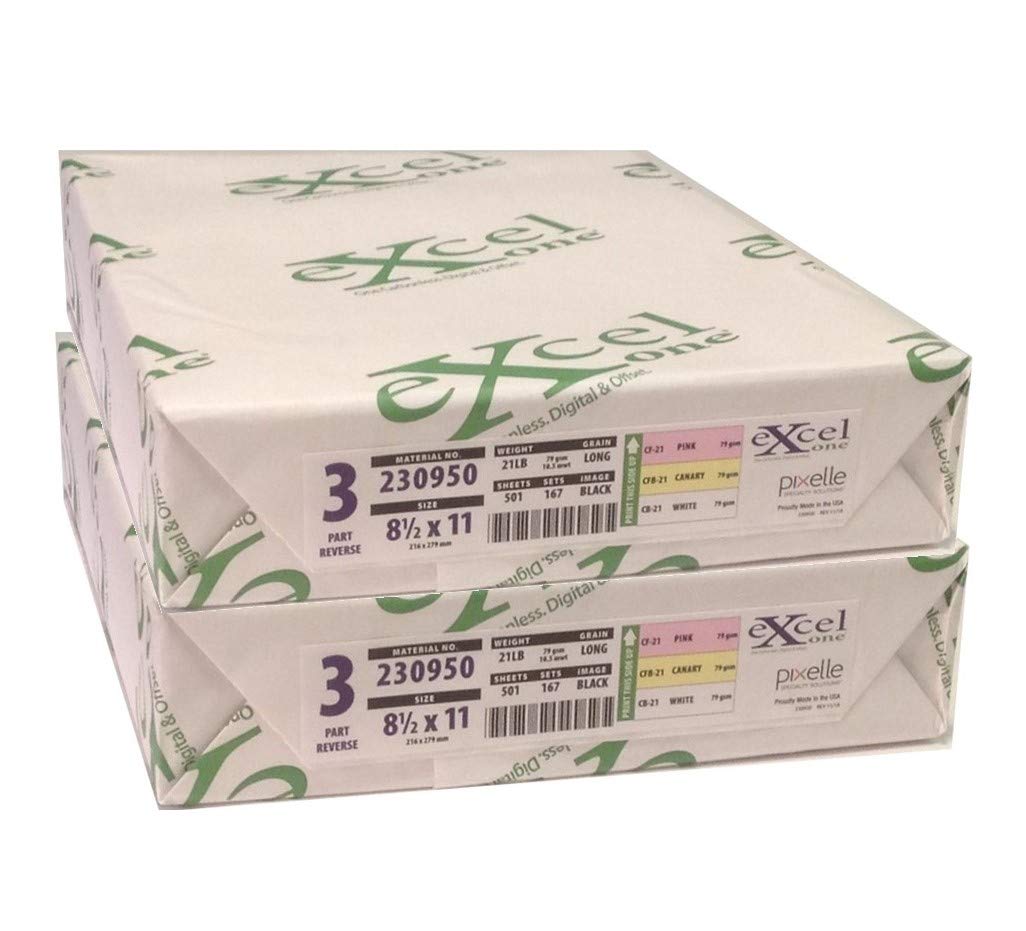 Excel One™ Carbonless 3-Part Reverse Paper (White/Canary/Pink), 8.5" x 11" (230950) - 167 Sets Per Ream -Two (2) Reams (334 Sets)