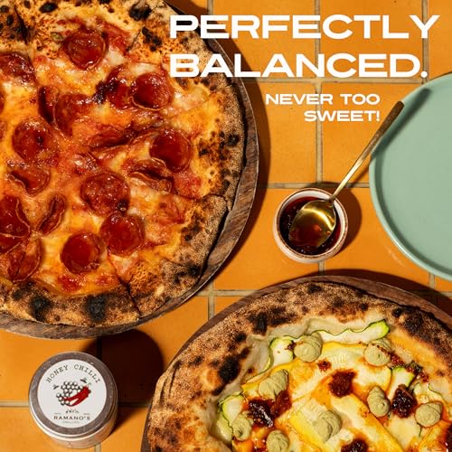 Image of RAMANO'S Honey Chilli 240 Gms Each, Sweet & Spicy Sauce with Pure Honey, Sichuan Peppercorn, 5 Chillies with No Sugar Added, Perfect for Grilling, Marinades, Dips for Rice, Noodles & Pizza (Pack of 2)