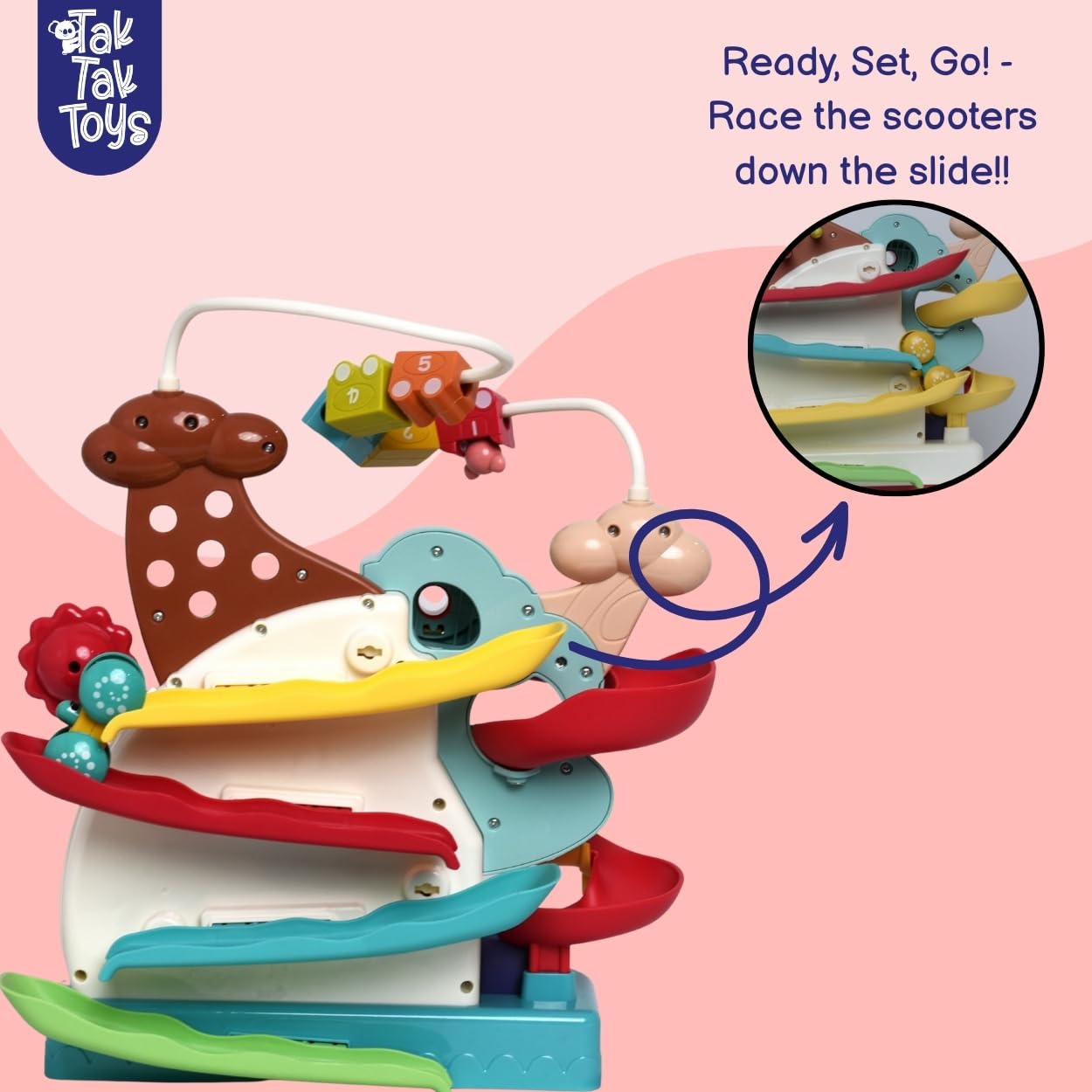 Tak Tak Toys Little Loops Activity Playset | Educational Toy with Rolling Balls, Feeding Bird Game & Colorful Slides | Motor Skill Development Toy for Kids | Age 3 Y+ 2