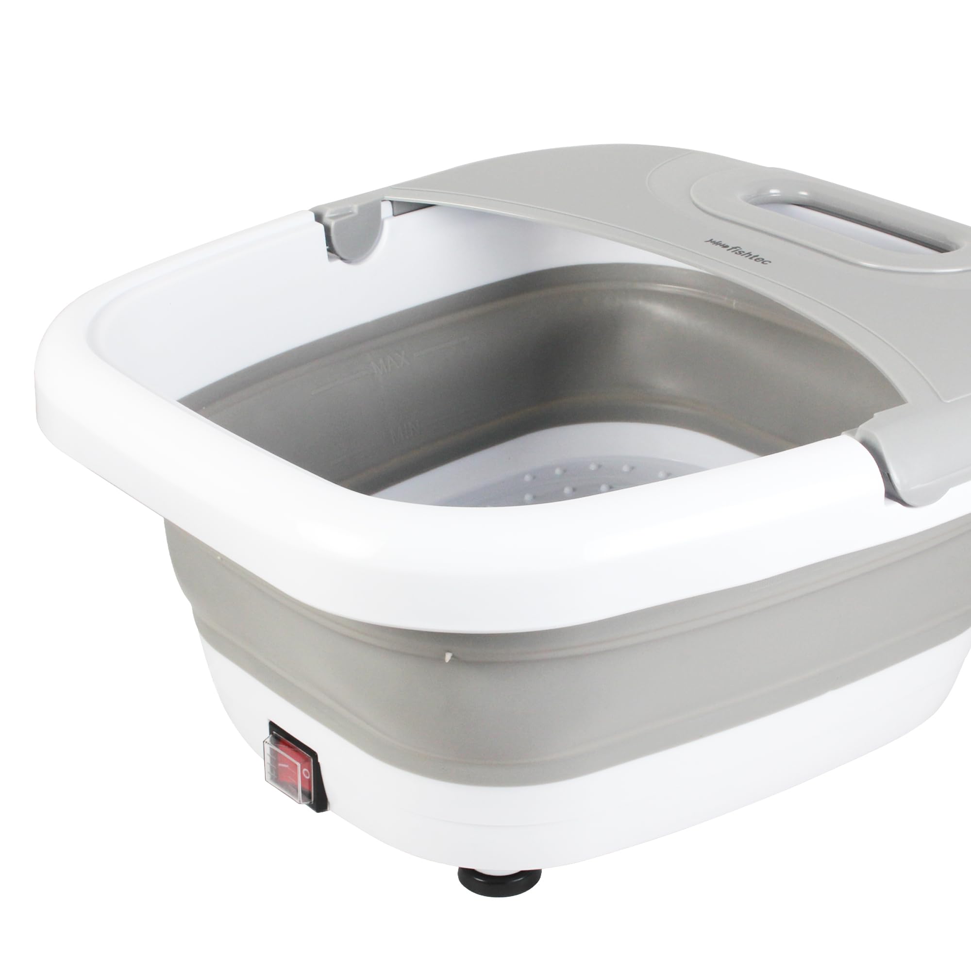 Pediluvio, vasca idromassaggio SPA - Bagno di bolle per il massaggio dei piedi - Calore 45° - Balneoterapia 3 modalità: massaggio, vibrazione, bolle - pieghevole - bianco e grigio