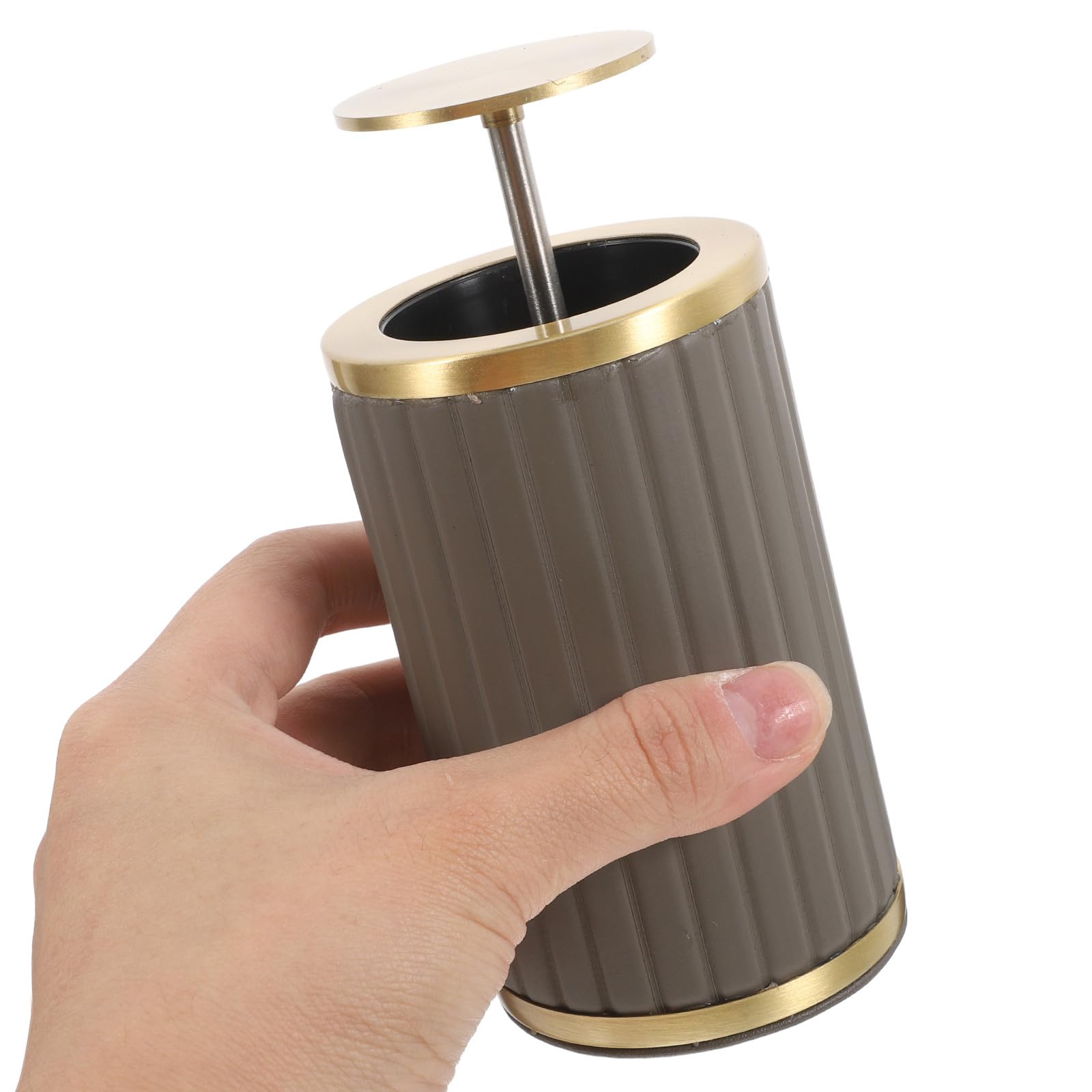 Dispenser Stuzzicadenti Automatico e Compatto Portatile in Ottone e Tessuto Design retrò Unico, Utilizzo Versatile per Ufficio e Viaggio