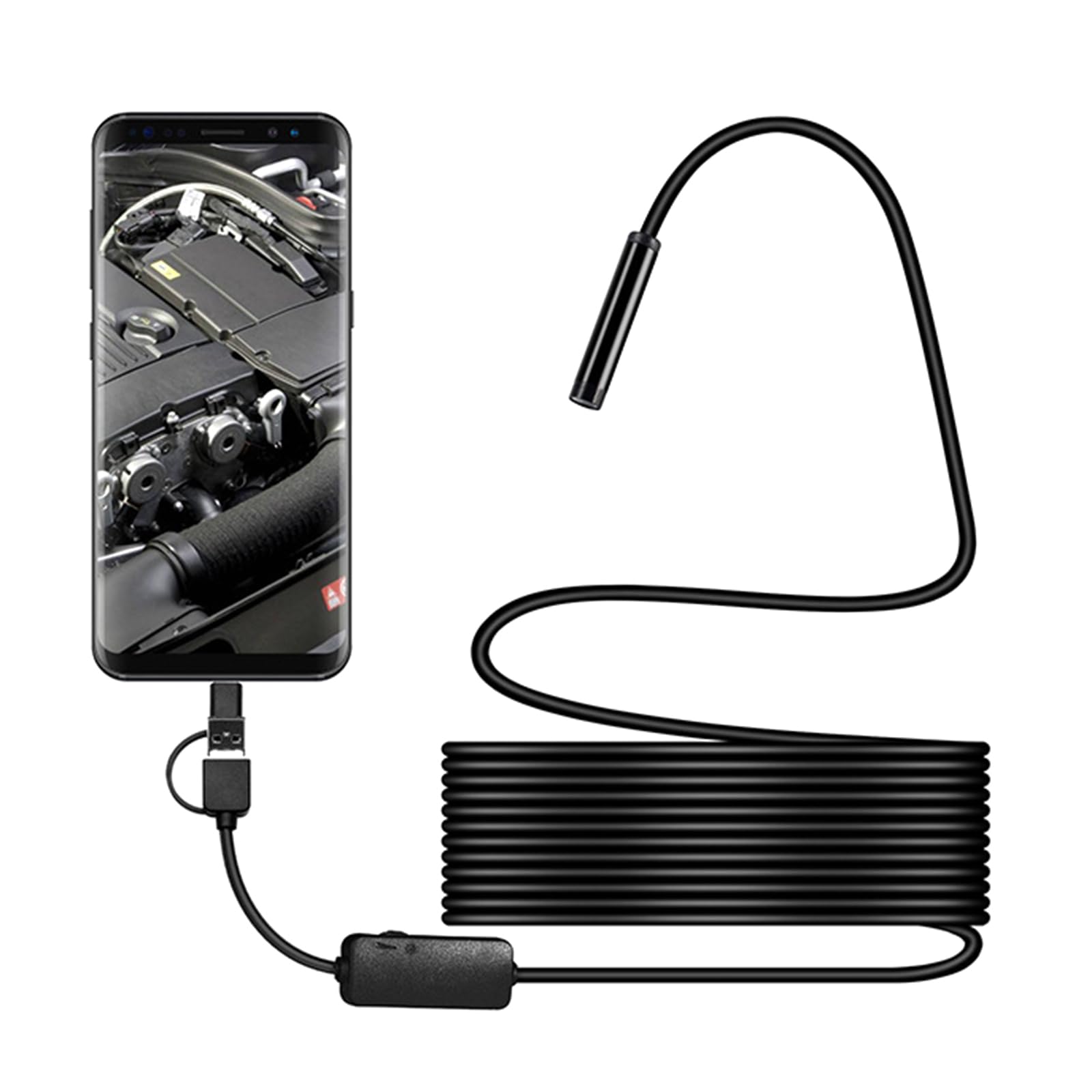 Ubxvamm USB Inspection Camera - Waterproof Endoscope for Mobile Devices - Black