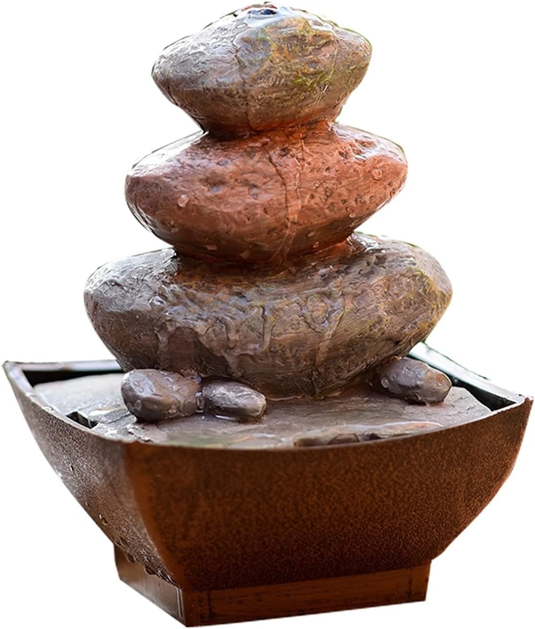 Tabletop Fountain Creative Rockery Tabletop Water Fountain-Rock Formation Waterfall Soothing Sounds Office Relaxation Water Fountain for Office Home Decor Desktop Fountain(Color:B)