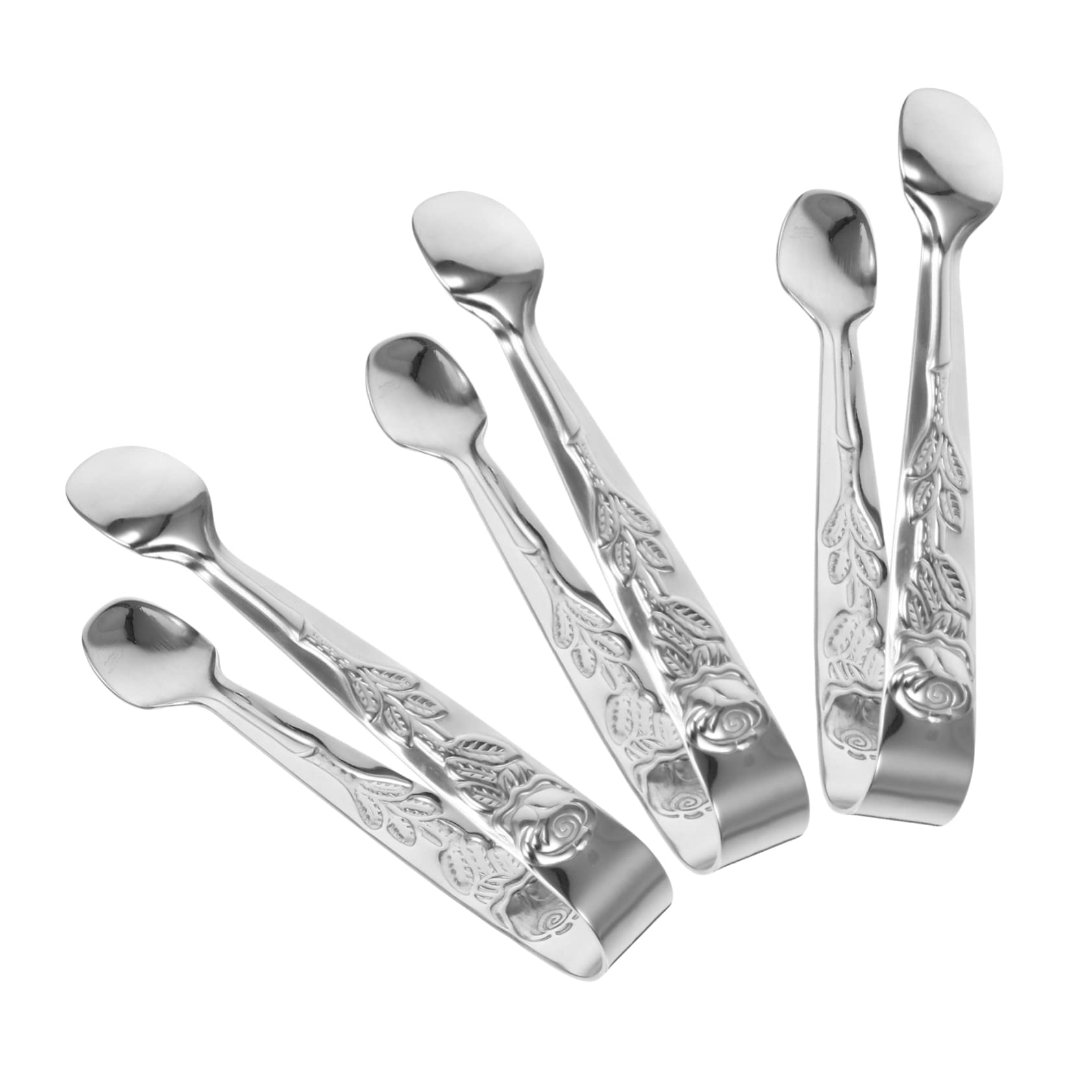 DECHOUS 6 Pcs Stainless Steel Food Tongs Stainless Steel Tongs Small Serving Tongs Grilling Tongs Cupcake Tong Fruit Tongs Baking Bread Clamp Snack Tong Utensils Mini Salad Tongs