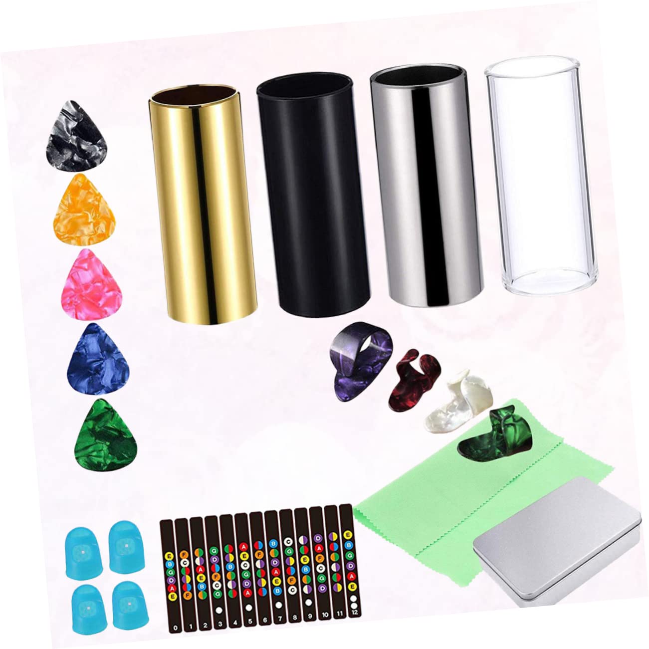Juego de 21 Slides de Guitarra Metálicos con Sonido Brillante y Sustain Superior para Guitarra Acústica