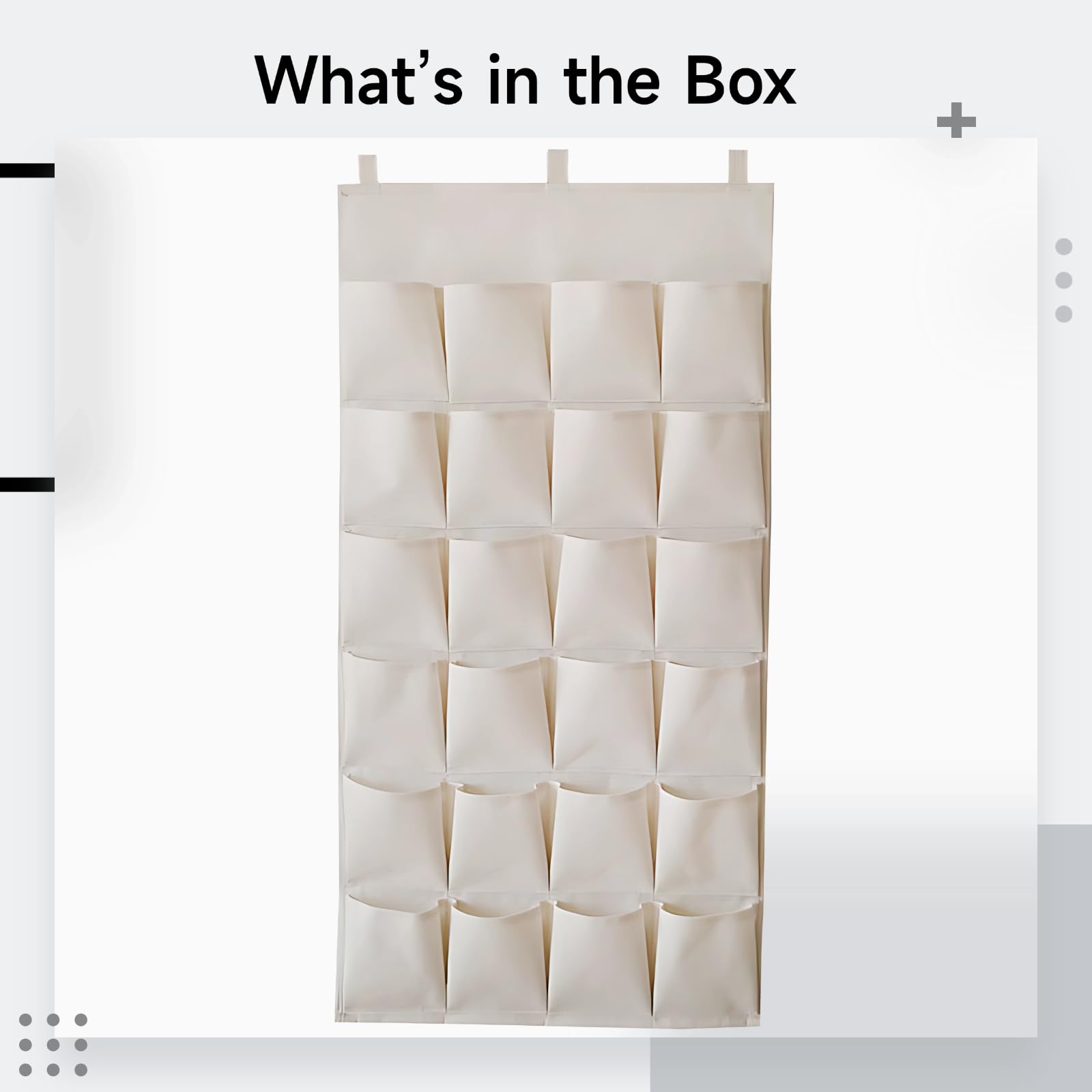 Hänge-Organizer aus Stoff, 24 Taschen, Beige, 89 x 45 cm, Aufbewahrungstasche, über der Tür, Organizer für Handys, Kämme, Schlüssel