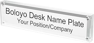 Boloyo Acrylic Desk Name Plate Holder for Office, 2 x 8 Inch 1PC Acrylic Blank Nameplate Block Double Sided Table Name Plate Stand Business Sign Desk Holder