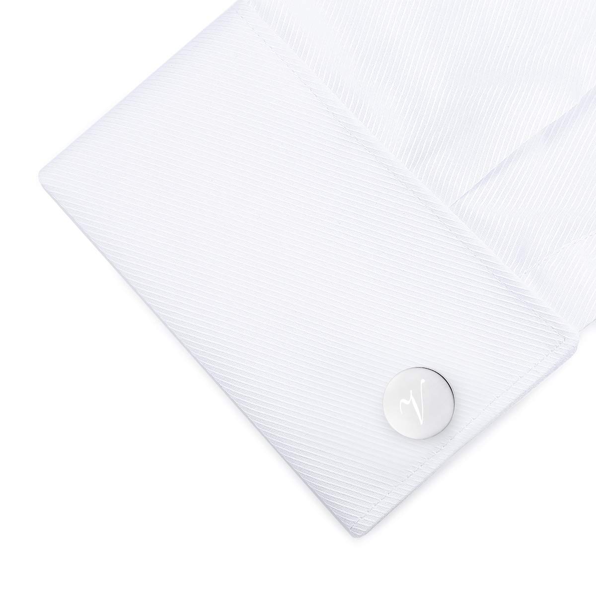 HONEY BEAR gemelli & Fermacravatta Uomo con Iniziali Alfabeto Lettera per Camicia Matrimonio Commercio Regalo,Argento Spazzolato