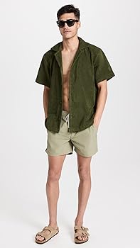 【限定値下げ】【極美品】OAS leo Cuba terry Shirt Oas Mens Short Sleeve Leopard Print Cuba Terry Shirt Brown